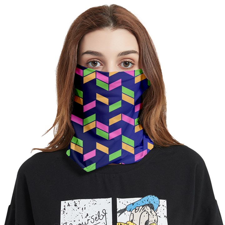 Background Pattern Geometric Pink Yellow Green Face Covering Bandana (Two Sides)