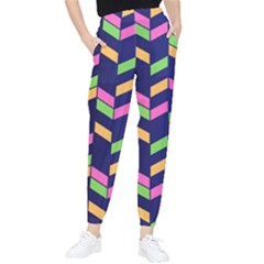 Background Pattern Geometric Pink Yellow Green Women s Tapered Pants