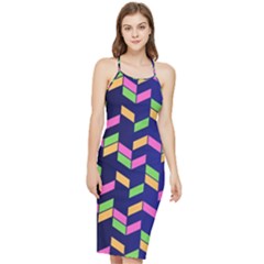 Background Pattern Geometric Pink Yellow Green Bodycon Cross Back Summer Dress