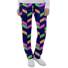 Background Pattern Geometric Pink Yellow Green Women s Casual Pants