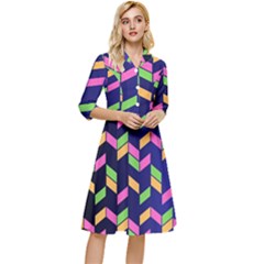 Background Pattern Geometric Pink Yellow Green Classy Knee Length Dress