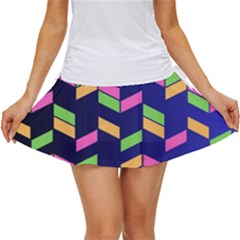 Background Pattern Geometric Pink Yellow Green Women s Skort