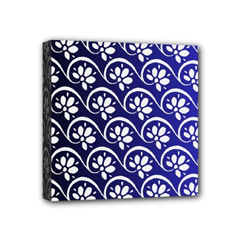 Pattern Floral Flowers Leaves Botanical Mini Canvas 4  X 4  (stretched)