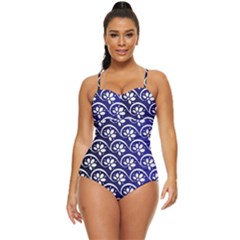 Pattern Floral Flowers Leaves Botanical Retro Full Coverage Swimsuit