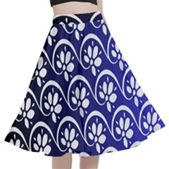 Pattern Floral Flowers Leaves Botanical A-line Full Circle Midi Skirt With Pocket by Maspions