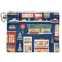 Cars Snow City Landscape Vintage Old Time Retro Pattern Canvas Cosmetic Bag (xxl) by Maspions