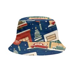 Cars Snow City Landscape Vintage Old Time Retro Pattern Bucket Hat by Maspions