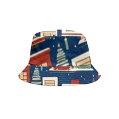 Cars Snow City Landscape Vintage Old Time Retro Pattern Inside Out Bucket Hat (kids) by Maspions