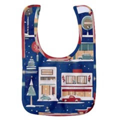 Cars Snow City Landscape Vintage Old Time Retro Pattern Baby Bib by Maspions