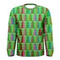 Trees Pattern Retro Pink Red Yellow Holidays Advent Christmas Men s Long Sleeve T-Shirt View1