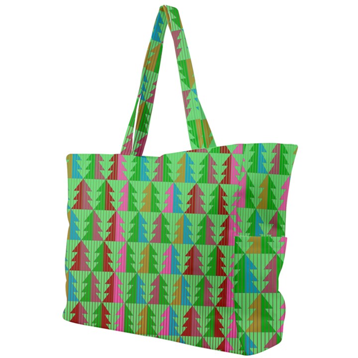 Trees Pattern Retro Pink Red Yellow Holidays Advent Christmas Simple Shoulder Bag