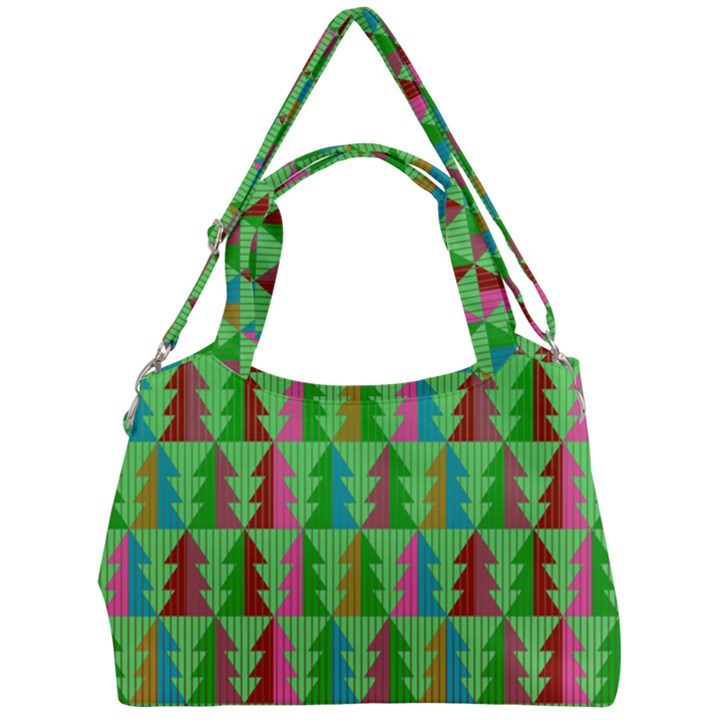 Trees Pattern Retro Pink Red Yellow Holidays Advent Christmas Double Compartment Shoulder Bag