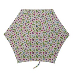 Pattern Flowers Leaves Green Purple Pink Mini Folding Umbrellas