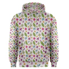 Pattern Flowers Leaves Green Purple Pink Men s Core Hoodie