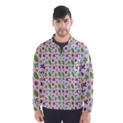 Pattern Flowers Leaves Green Purple Pink Men s Windbreaker