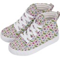 Pattern Flowers Leaves Green Purple Pink Kids  Hi-Top Skate Sneakers View2