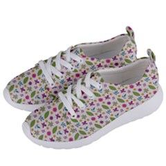 Pattern Flowers Leaves Green Purple Pink Women s Lightweight Sports Shoes by Maspions