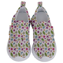 Pattern Flowers Leaves Green Purple Pink Kids  Velcro No Lace Shoes by Maspions