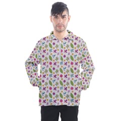 Pattern Flowers Leaves Green Purple Pink Men s Half Zip Pullover