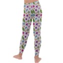 Pattern Flowers Leaves Green Purple Pink Kids  Lightweight Velour Leggings View4