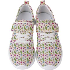 Pattern Flowers Leaves Green Purple Pink Men s Velcro Strap Shoes