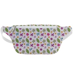 Pattern Flowers Leaves Green Purple Pink Waist Bag  by Maspions