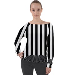 Stripes Geometric Pattern Digital Art Art Abstract Abstract Art Off Shoulder Long Sleeve Velour Top by Proyonanggan