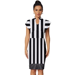 Stripes Geometric Pattern Digital Art Art Abstract Abstract Art Vintage Frill Sleeve V-neck Bodycon Dress by Proyonanggan