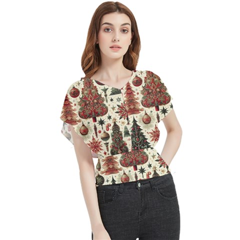 Christmas Decoration Butterfly Chiffon Blouse by Bedest