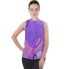 Colorful Labstract Wallpaper Theme Mock Neck Chiffon Sleeveless Top by Apen