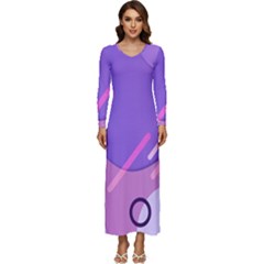 Colorful Labstract Wallpaper Theme Long Sleeve Longline Maxi Dress by Apen