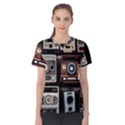 Retro Cameras Old Vintage Antique Technology Wallpaper Retrospective Women s Cotton T-Shirt View1