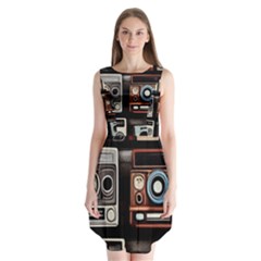 Retro Cameras Old Vintage Antique Technology Wallpaper Retrospective Sleeveless Chiffon Dress   by Grandong