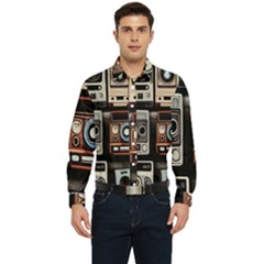 Retro Cameras Old Vintage Antique Technology Wallpaper Retrospective Men s Long Sleeve  Shirt by Grandong