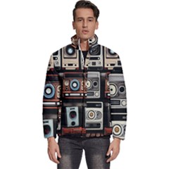 Retro Cameras Old Vintage Antique Technology Wallpaper Retrospective Men s Puffer Bubble Jacket Coat by Grandong