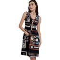 Retro Cameras Old Vintage Antique Technology Wallpaper Retrospective Sleeveless Dress With Pocket View3