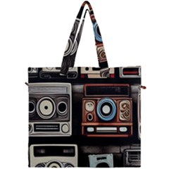 Retro Cameras Old Vintage Antique Technology Wallpaper Retrospective Canvas Travel Bag by Grandong