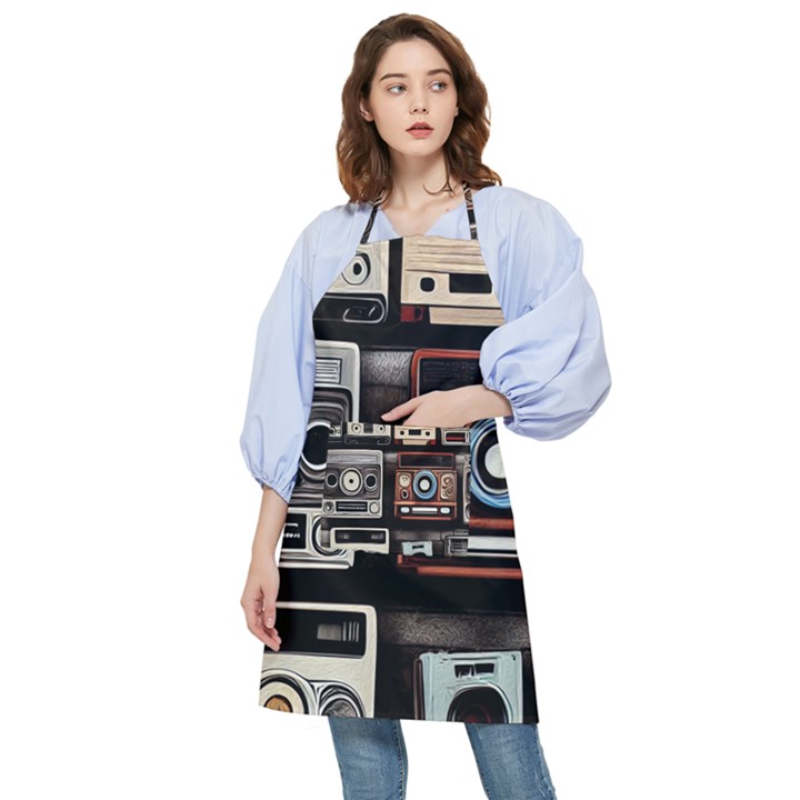 Retro Cameras Old Vintage Antique Technology Wallpaper Retrospective Pocket Apron