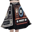 Retro Cameras Old Vintage Antique Technology Wallpaper Retrospective A-Line Full Circle Midi Skirt With Pocket View1