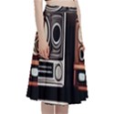 Retro Cameras Old Vintage Antique Technology Wallpaper Retrospective A-Line Full Circle Midi Skirt With Pocket View3