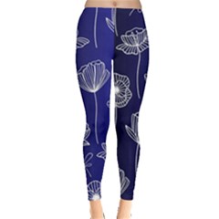 Pattern Floral Leaves Botanical White Flowers Everyday Leggings  by Maspions