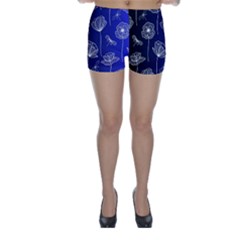 Pattern Floral Leaves Botanical White Flowers Skinny Shorts by Maspions