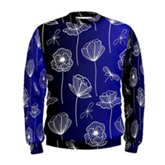 Pattern Floral Leaves Botanical White Flowers Men s Sweatshirt