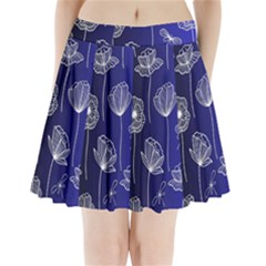 Pattern Floral Leaves Botanical White Flowers Pleated Mini Skirt by Maspions