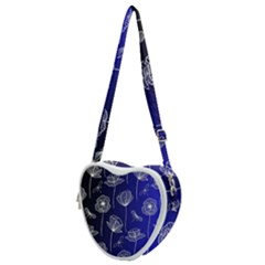 Pattern Floral Leaves Botanical White Flowers Heart Shoulder Bag