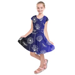 Pattern Floral Leaves Botanical White Flowers Kids  Short Sleeve Dress