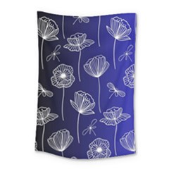 Pattern Floral Leaves Botanical White Flowers Small Tapestry