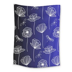 Pattern Floral Leaves Botanical White Flowers Medium Tapestry