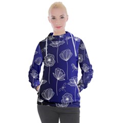 Pattern Floral Leaves Botanical White Flowers Women s Hooded Pullover