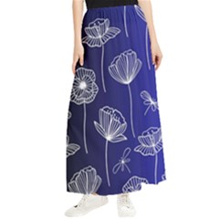 Pattern Floral Leaves Botanical White Flowers Maxi Chiffon Skirt